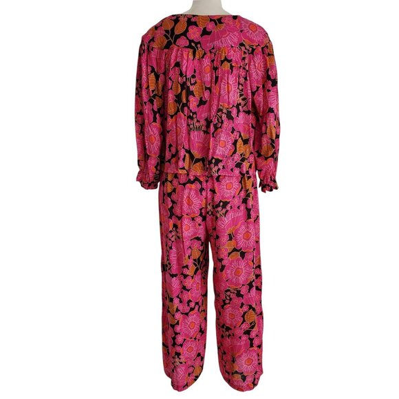 Rose & Olive Top and Pants Set Bright Magenta Floral Print Lightweight Size S - Picture 3 of 16
